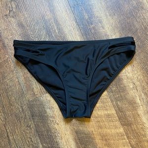 Black Slit Swimsuit Bottoms